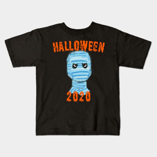 Halloween 2020 Mummy Face Mask Kids T-Shirt by okpinsArtDesign